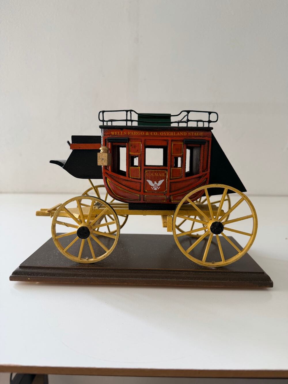 Wells Fargo Stagecoach U.S. Mail Wooden Replica Signed Oscar Cortes USA